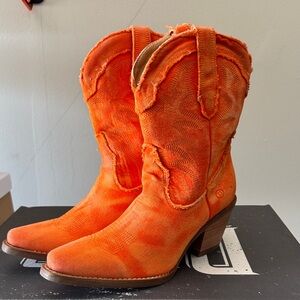 Orange denim Western Boots